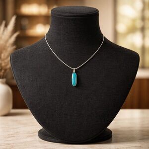 925 Silver Blue Aurora Borealis Agate Pendant Necklace